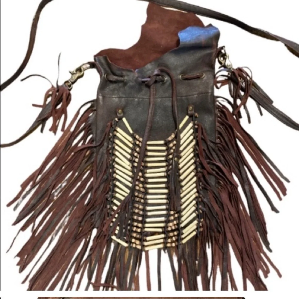 SPELL THE GYPSY COLLECTIVE | Dreamweaver Beaded Leather Fringe Crossbody Satchel - Picture 5 of 7